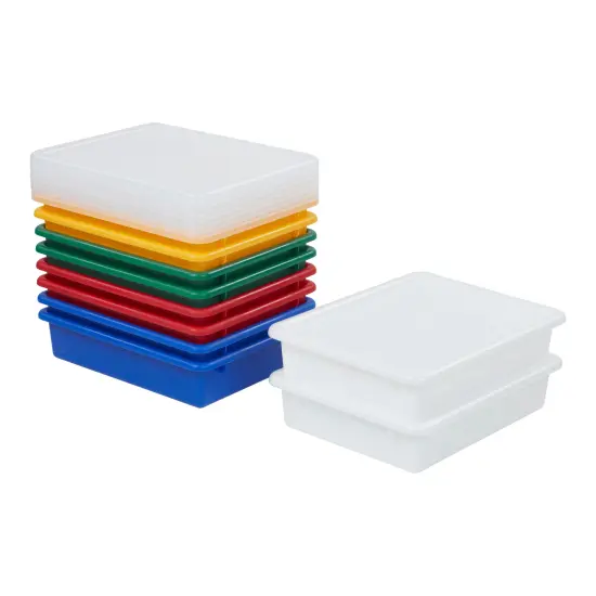 Letter Size Tray with Lid, Storage Bin, 10-Piece Blue {7}