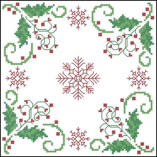 HerrschnersWinter Holly Quilt Block Stamped Cross-Stitch Multi {1}