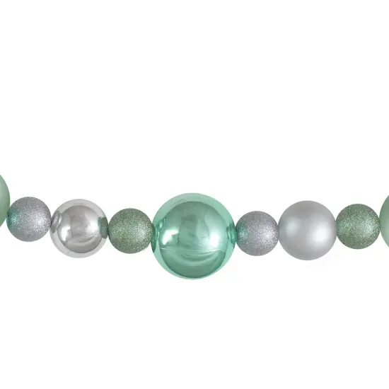 Northlight 3-Finish Shatterproof Ball Christmas Garland - 6' x 4" - Silver and Green - Unlit {4}