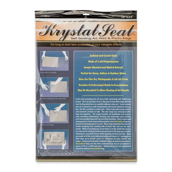Krystal Seal Self-Sealing Art, Print, and Photo Bag Pack - 18" x 24", Pkg of 25 {1}