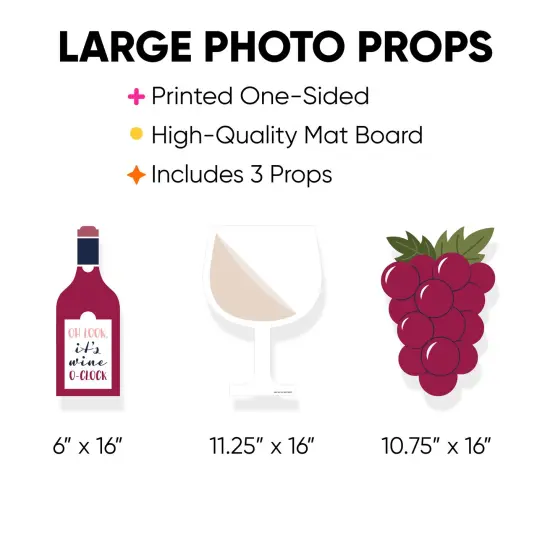 Big Dot of Happiness But First, Wine - Glass, Bottle, and Grapes Decorations - Wine Tasting Party Large Photo Props - 3 Pc {4}