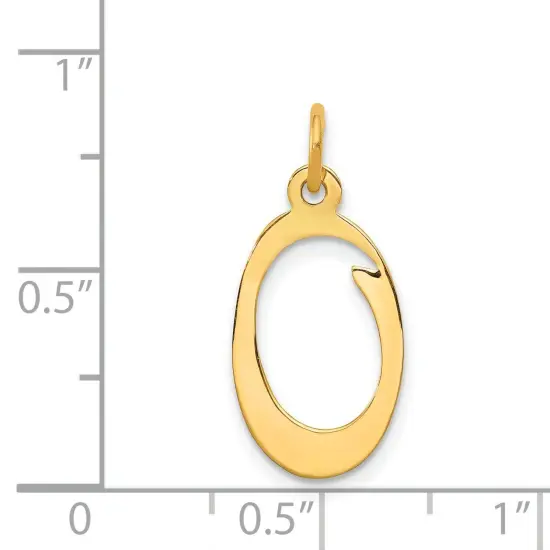 14K Gold Polished Fancy Initial Letter O Charm Pendant Jewerly 20mm x 11mm {4}