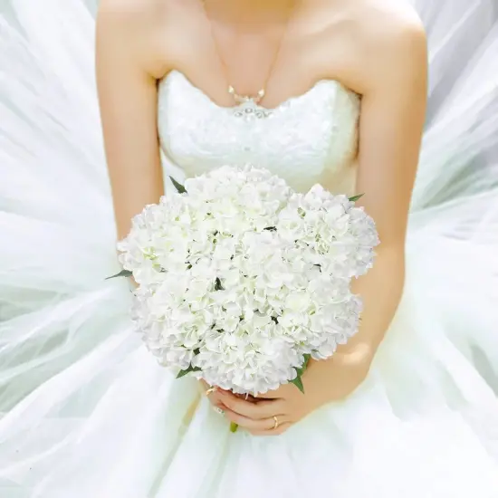 5 Pcs Artificial Silk Hydrangea Flowers 18'' White Bouquet {3}