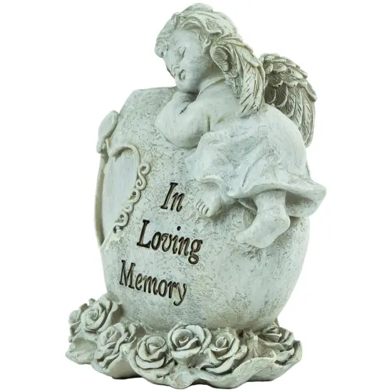 Northlight 6.5" Gray Sleeping Angel "In Loving Memory" Outdoor Garden Statue {5}