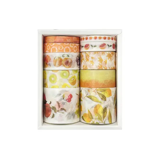 Wrapables Decorative Washi Tape Box Set (10 Rolls) Harvest Fruit {1}