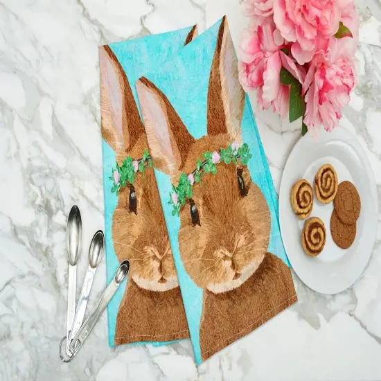 Clover Easter Bunny Rabbit Spring Printed Flour Sack Kitchen Dishtowel {3}