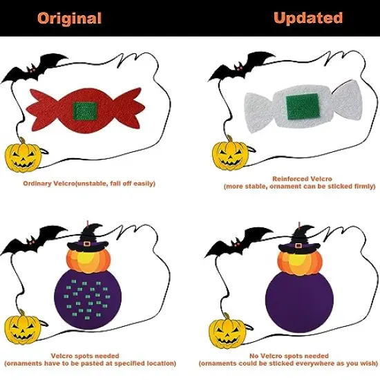 DIY Halloween Felt Pumpkin Witch Hanging Decor for Kids Felt Crafts and Kits Adhesive Ornaments Halloween Party Favor Decorations Indoors Outdoors (2.8FT) {4}