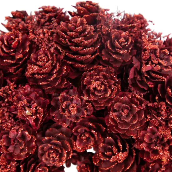 Northlight Pine Cone Rose Valentine's Day Wooden Heart Wreath - 14" - Red {6}