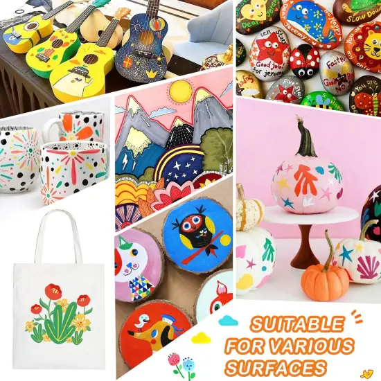 Acrylic Paint Pens Markers, 24 Colors Dual Tip Acrylic Paint Pens for Rock Painting, Wood, Canvas, Stone, Glass, Ceramic Surfaces, DIY Crafts Making Art Supplies (Round Tip and Fine Tip) {3}