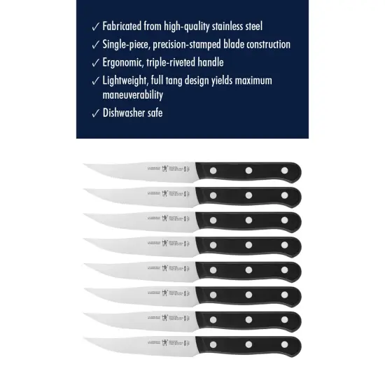 Henckels Solution Steak Knife Set of 8, Black, Stainless Steel {6}