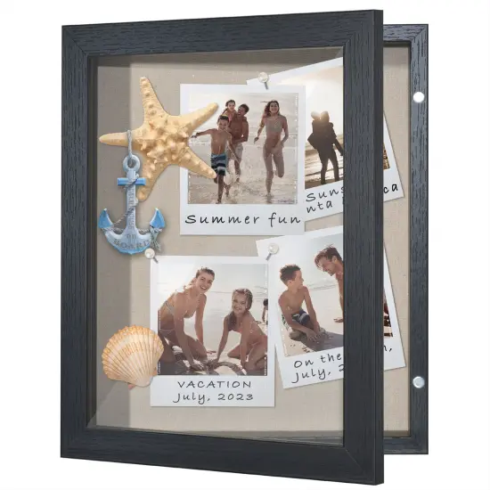 Americanflat Front Loading Shadow Box Frame - 1.5 Interior Depth for Memorabilia - Display Case for Keepsakes - Magnetic Closure - Includes Pins to Secure Items - Hanging Hardware {7}