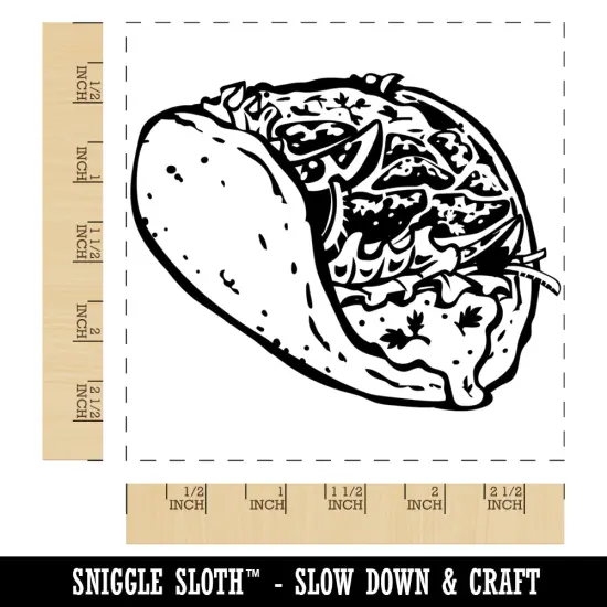 Gyro Greek Lamb Beef Sandwich Pita Wrap Square Rubber Stamp for Stamping Crafting {1}