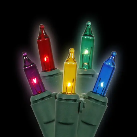 100 Multi Color Lights Green Wire 46ft. Christmas Set Multi-Color {3}
