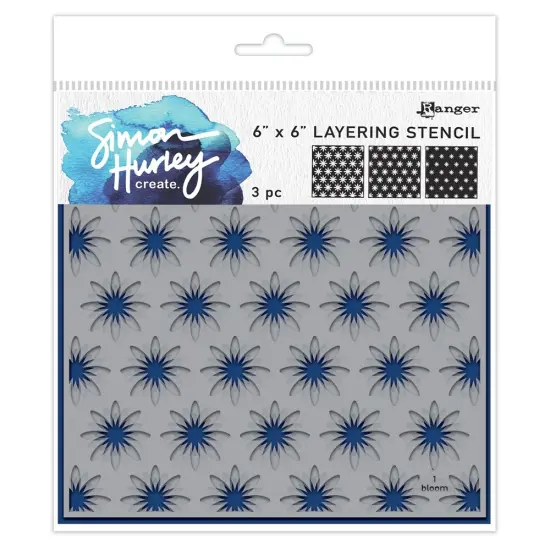 Simon Hurley create. Stencil 6"X6" 3/Pkg-In Bloom {1}