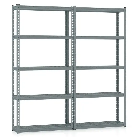 Costway 1/2/3/4 PCS 5-Tier Heavy Duty Storage Shelf Storage Utility Rack Shelf with Anti-tipping Device Grey {8}