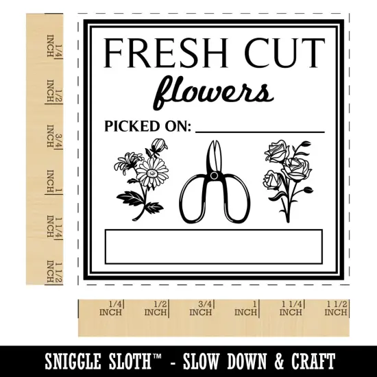 Fresh Cut Flowers Picked On Self-Inking Rubber Stamp Ink Stamper Black {1}