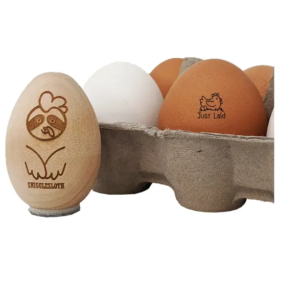 Just Laid Chicken on Nest of Eggs Chicken Egg Rubber Stamp {2}