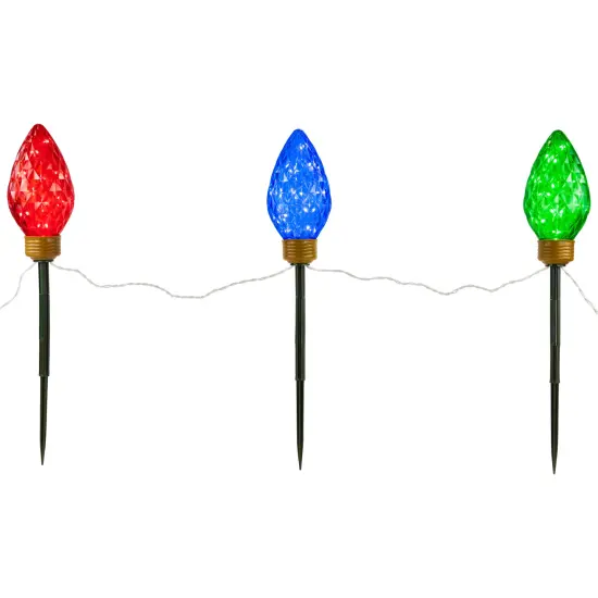 Northlight LED Lighted C9 Style Christmas Pathway Lawn Stakes - 3 ft - Multi - 3-Count {1}