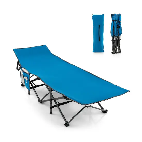 Extra Wide Sleeping Cot for Adults with Carry Bag Blue {3}