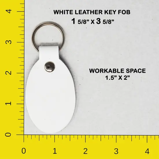 Oval Leather Keychains Kit &ndash; Full-Grain Latigo, DIY Personalization Ready, 10 Pack White {2}