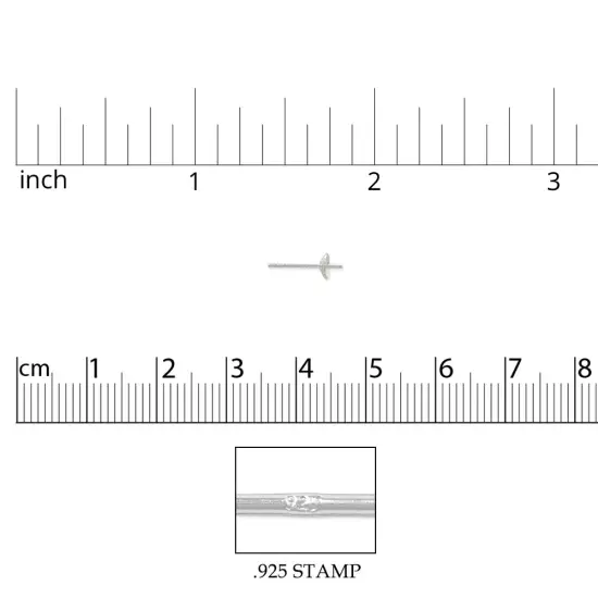 JewelrySupply Sterling Silver Pearl Posts with 4mm Cup (1 Pair of Sterling Silver Pearl Post Earrings) {2}