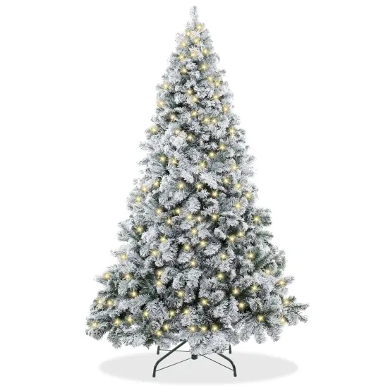 Casafield Realistic Snow-Flocked Pine Artificial Holiday Christmas Tree with Sturdy Metal Stand {1}