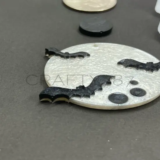 Moon and Bats Dangle Earring Silicone Mold Layer(C4) {2}