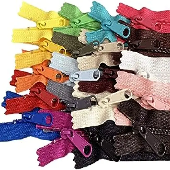 20pcs Mixed Colors Ykk Number 4.5 Coil Handbag Zipper or Purse Zippers Long Pull Made in USA Pack Vinyl Bag (12 inches) {1}