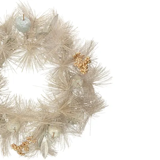 Northlight 24" Champagne Gold Apple and Pine Needle Artificial Christmas Wreath - Unlit {4}