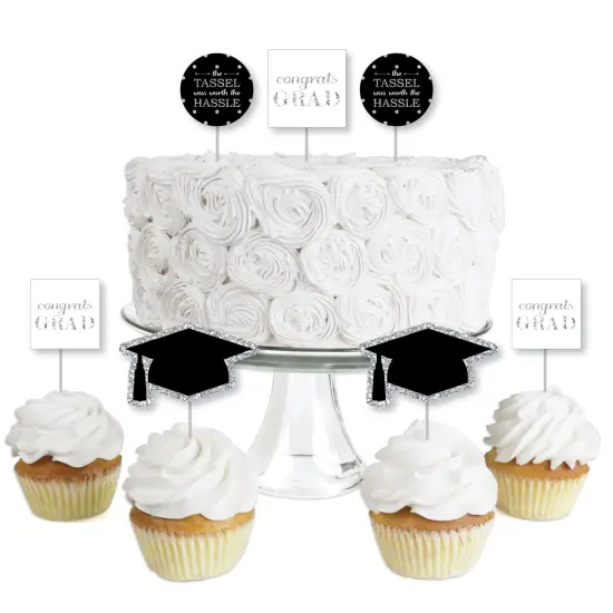 Big Dot of Happiness Tassel Worth The Hassle - Silver - Treat Picks - Set of 24 {1}