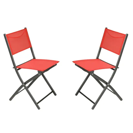 Merrick Lane Bardwell Set of 2 Versatile Flex Comfort Indoor/Outdoor Fold Chairs with Metal Frames Red {1}