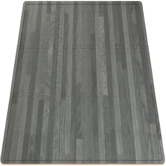 Sorbus Wood Floor Mats Foam Interlocking -Thick Puzzle Wood Tiles with Borders &ndash; for Home Office Playroom Basement (16 Tiles 16 Sq ft) Gray {3}