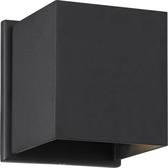 Nuvo Lightgate 1-Light 5w LED Wall Square Sconce w/ Black & Clear Ribbed Glass warm-white {1}