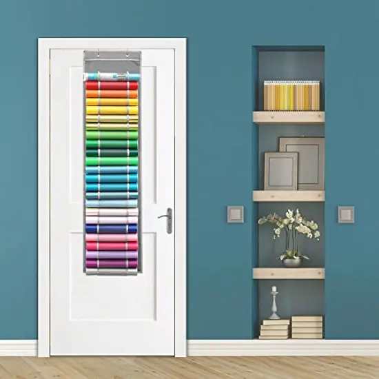 25 Compartments Roll Storage, Hanging Vinyl Organizer, Double-Sided,Backside 10 Pockets for 12x12 Vinyl Sheet, Cardstock, Scrapbook Paper, Door Hooks Included {4}