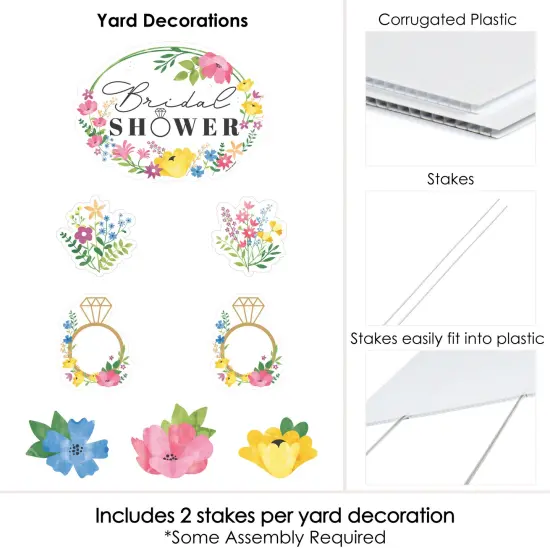 Big Dot of Happiness Wildflowers Bride - Yard Sign and Outdoor Lawn Decorations - Boho Floral Bridal Shower and Wedding Party Yard Signs - Set of 8 {6}