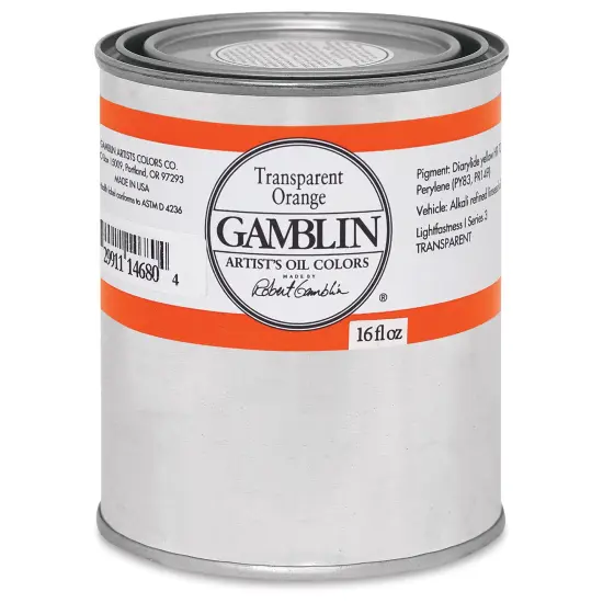 Gamblin Artist's Oil Color - Transparent Orange, 16 oz Can {2}