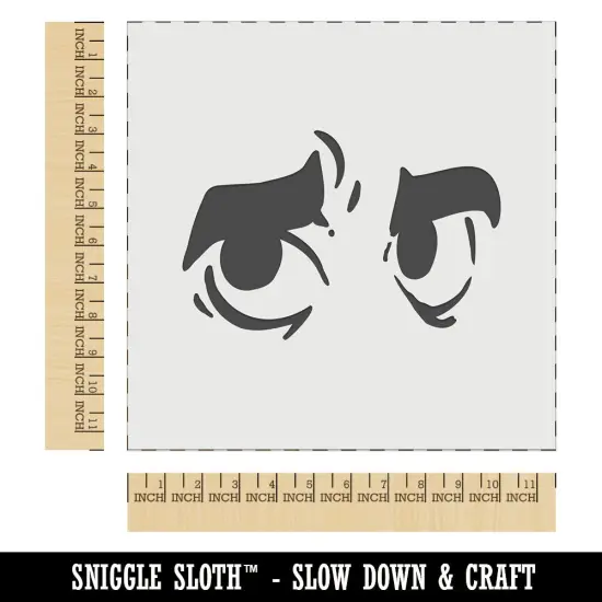 Worried Cartoon Eyes Looking to the Side Wall Cookie DIY Craft Reusable Stencil {1}