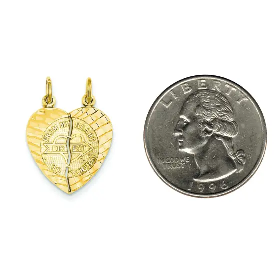 14K Yellow Gold From My Heart Breakable Love Charm Jewerly 25mm x 18mm {2}