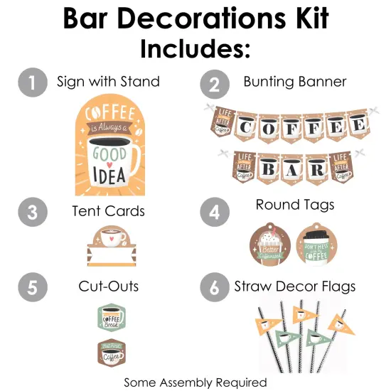 Big Dot of Happiness But First, Coffee - DIY Cafe Themed Party Signs - Drink Bar Decorations Kit - 50 Pieces {4}