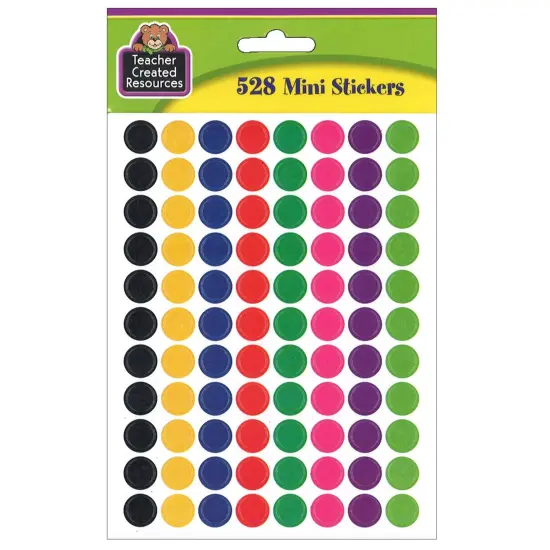 Colorful Circles Mini Stickers, 3/8" Diameter, 528 Per Pack, 12 Packs {2}