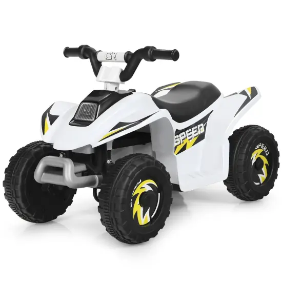 6V Kids Electric 4 Wheels Ride-On Toy with Wear-Resistant Wheels for Indoor Outdoor Use White {3}