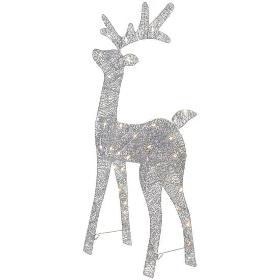 Northlight LED Lighted Glitter Reindeer Outdoor Christmas Decoration - 39.5" - Warm White Silver {6}