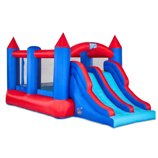 Sunny & Fun Bounce House, Inflatable Bounce House with Slide with Included Air Pump & Carrying Case Blue {1}