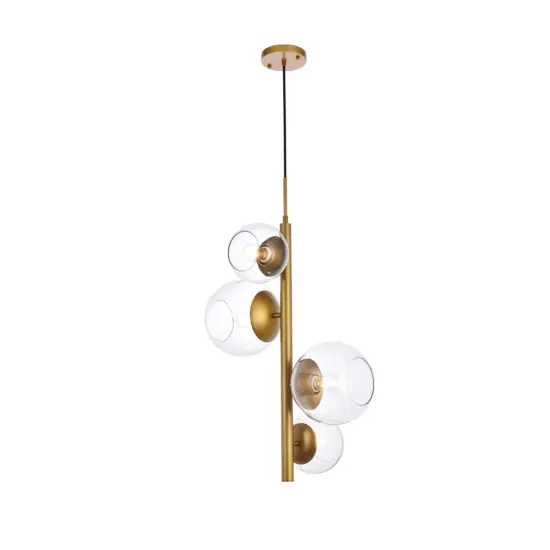 Wells 18 inch pendant in brass with clear shade {1}