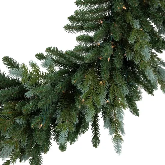 Northlight Real Touch&trade; Pre-Lit Blue Spruce Artificial Christmas Wreath - 48" - Clear Lights Green {5}