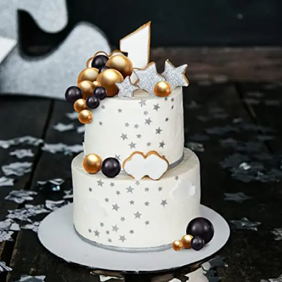 66 Pieces Mini Balloon Cake Topper Set - Includes Faux Pearl Balls and Cake Picks in Gold and Black for DIY Cake Insert Topper, Perfect for Anniversary, Graduation, Birthday Party, and Baby Shower Decorations {1}