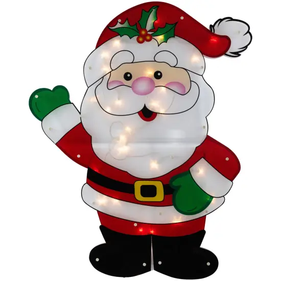 Northlight Lighted 2D Santa Claus Outdoor Christmas Decoration - 30.5" - Clear Lights Red {3}