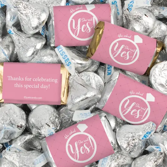 116 Pcs Bridal Shower Candy Party Favors Hershey's Miniatures & Kisses - Pink She Said Yes {1}