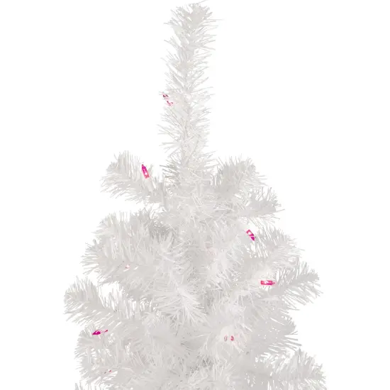 Northlight 4' Pre-Lit White Pine Slim Artificial Christmas Tree - Pink Lights {4}