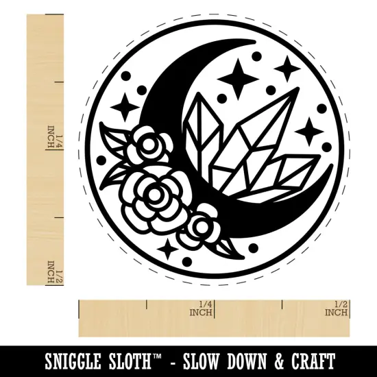 Floral Moon Crystals Self-Inking Rubber Stamp Ink Stamper for Stamping Crafting Planners Brown {1}